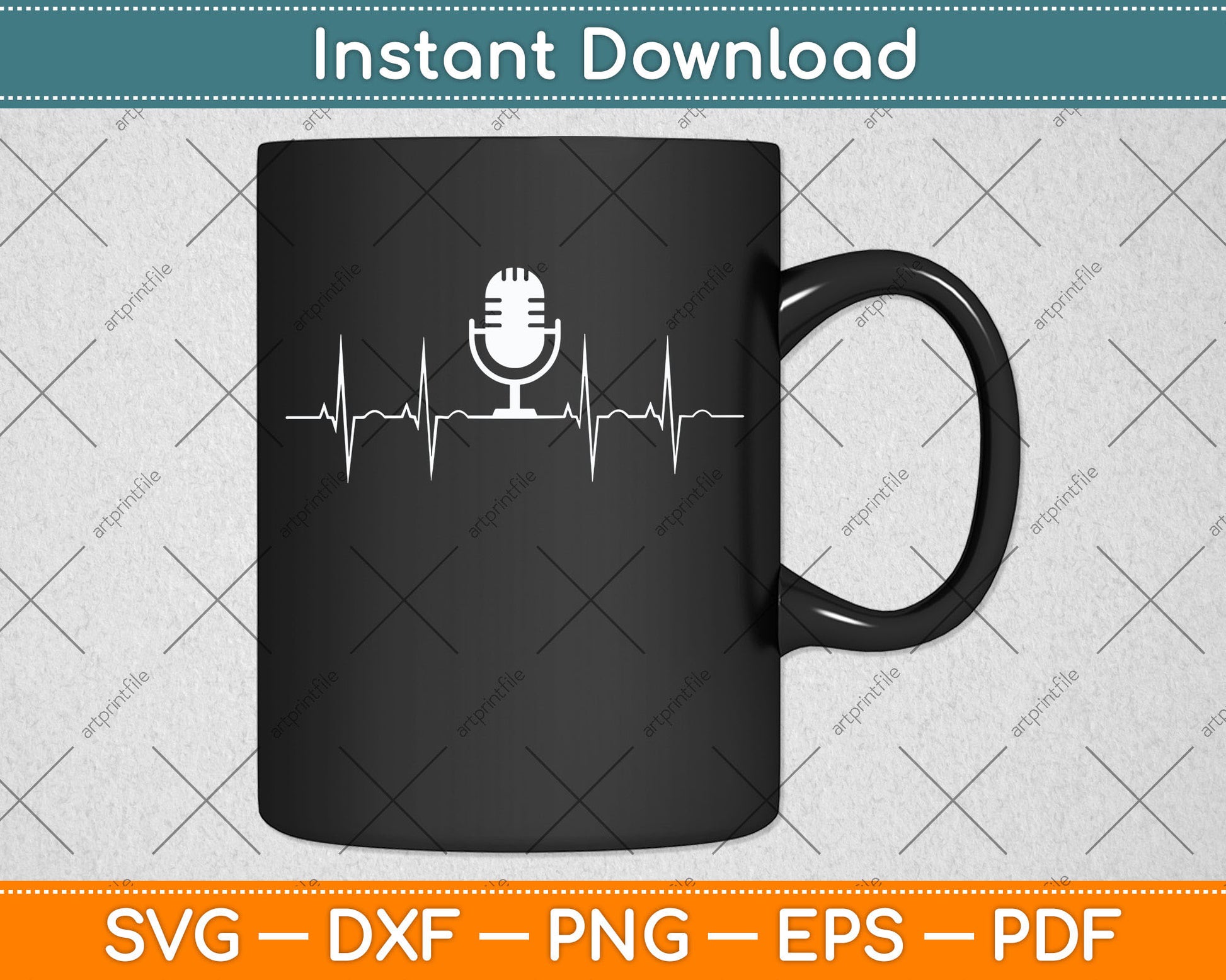 Microphone Heartbeat Funny Singer Singing Svg Png Dxf Digital Cutting File