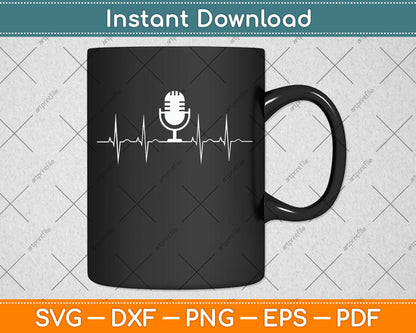 Microphone Heartbeat Funny Singer Singing Svg Png Dxf Digital Cutting File