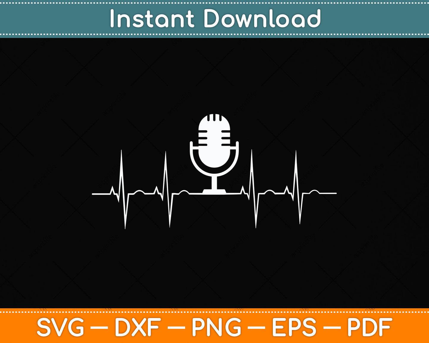 Microphone Heartbeat Funny Singer Singing Svg Png Dxf Digital Cutting File