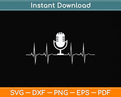 Microphone Heartbeat Funny Singer Singing Svg Png Dxf Digital Cutting File