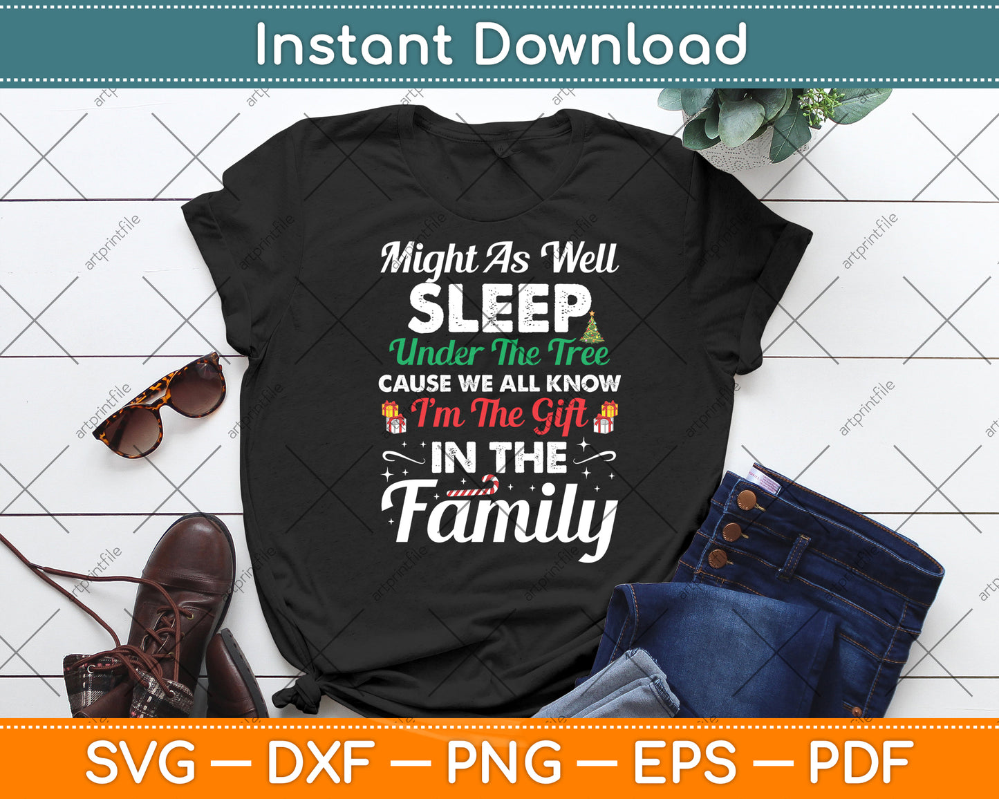 Might As Well Sleep Under The Tree Christmas Svg Digital Cutting File