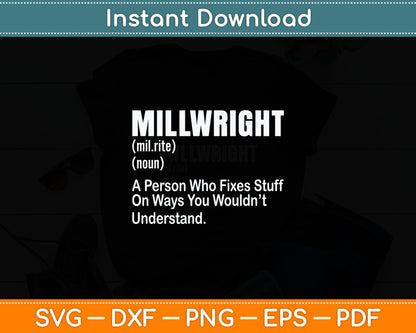 Millwright Design Definition Gift Svg Digital Cutting File