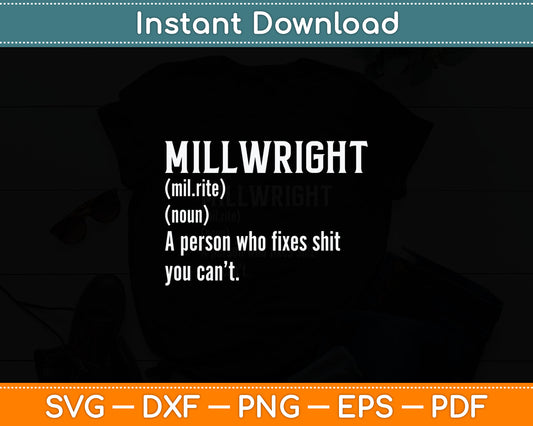 Millwright Gift for men Funny Definition Svg Digital Cutting File