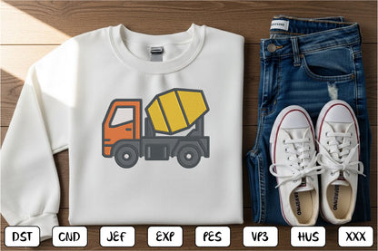 Mini Trucks Embroidery Bundle, Construction Vehicles Machine Embroidery Designs, Dump Truck Tractor Excavator Fire Truck Train Embroidery