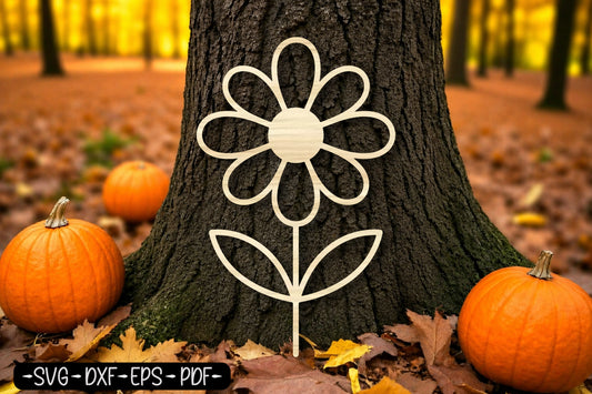 Minimalist Daisy Flower Laser Cut SVG | Floral Wall Art Cut File