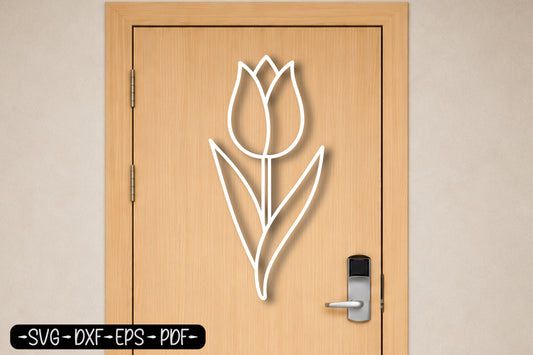 Minimalist Tulip Flower Laser Cut SVG | Floral Wall Art Cut File
