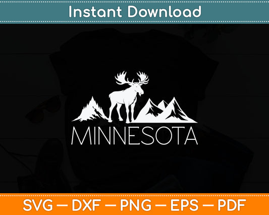 Minnesota Moose and Mountains Svg Digital Cutting File