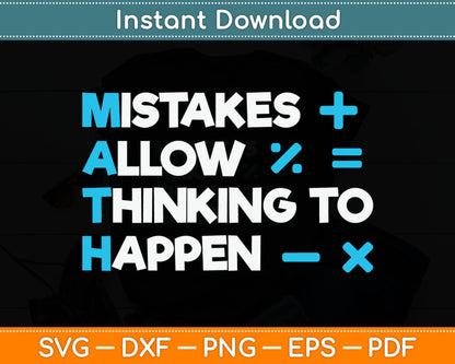 Mistakes Allow Thinking Happen Vintage Funny Math Teacher Svg Digital Cutting File