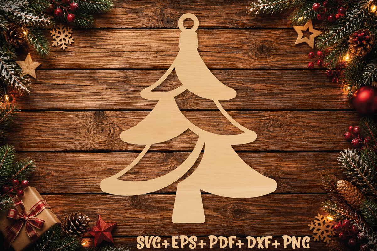 Modern Christmas Tree Laser Cut SVG