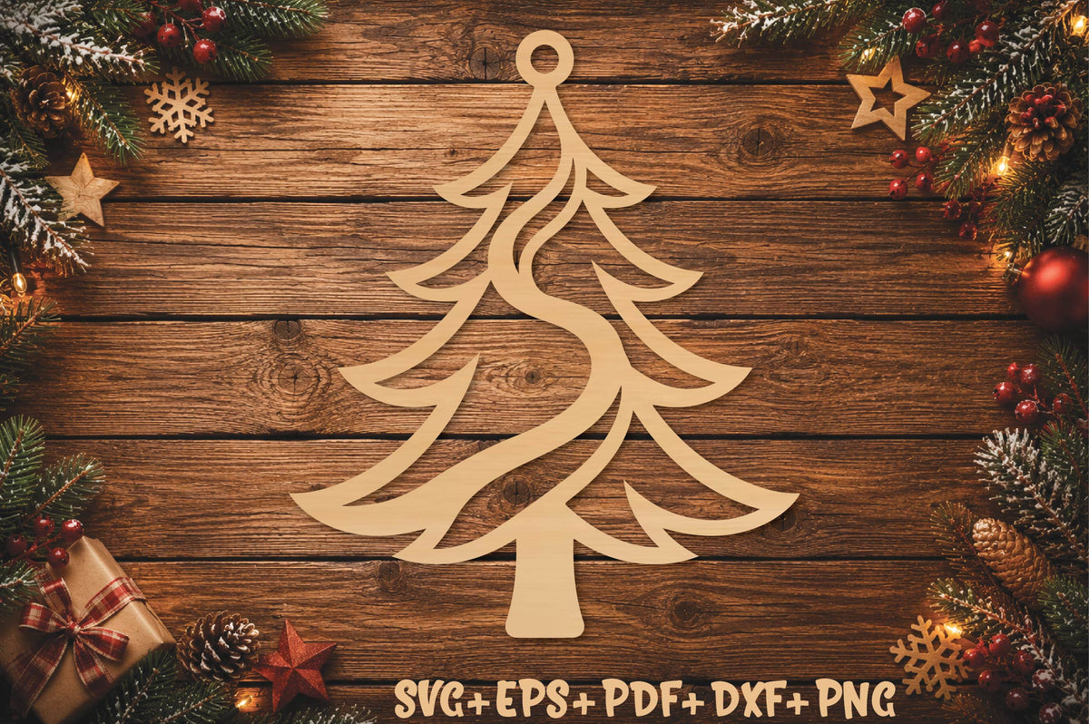 Modern Christmas Tree Ornament SVG