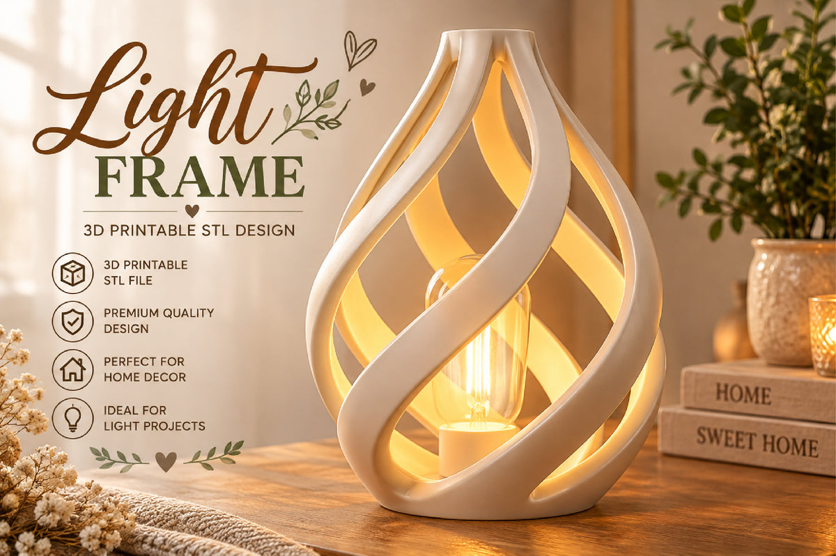 Modern Spiral Light Frame Lamp 3D STL File