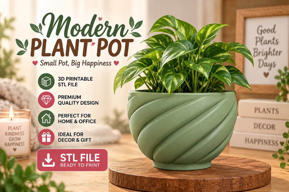 Modern Spiral Plant Pot 3D STL File