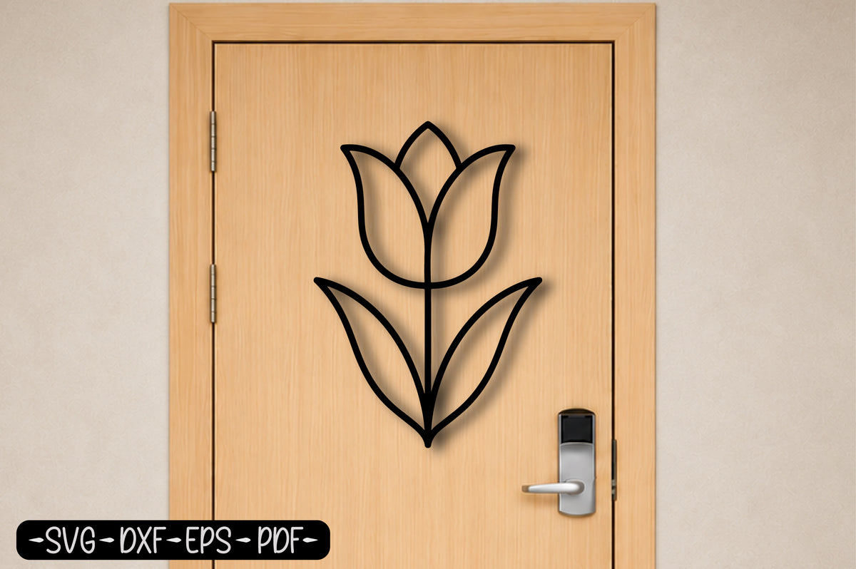 Modern Tulip Flower Laser Cut SVG | Minimalist Floral Wall Art
