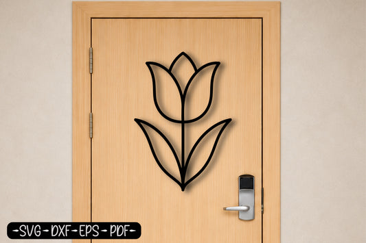 Modern Tulip Flower Laser Cut SVG | Minimalist Floral Wall Art