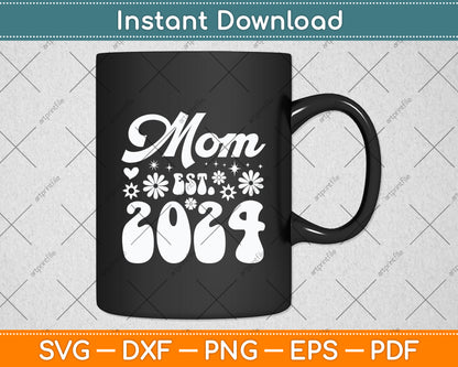 Mom Est 2024 Retro Mother's Day Svg Digital Cutting File
