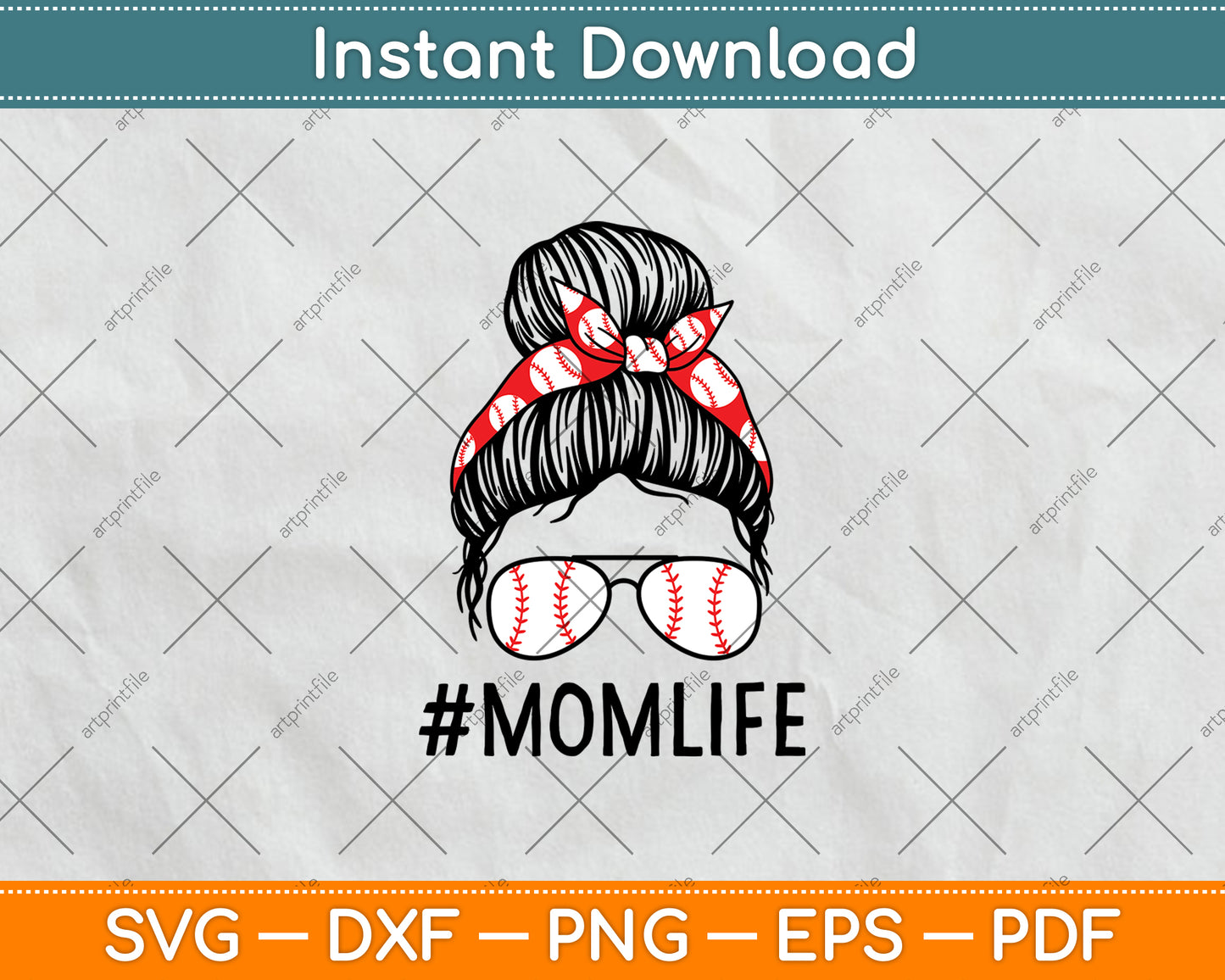 Mom Life Softball Basketball Mommy Mothers Day Messy Bun Svg Digital Cutting File