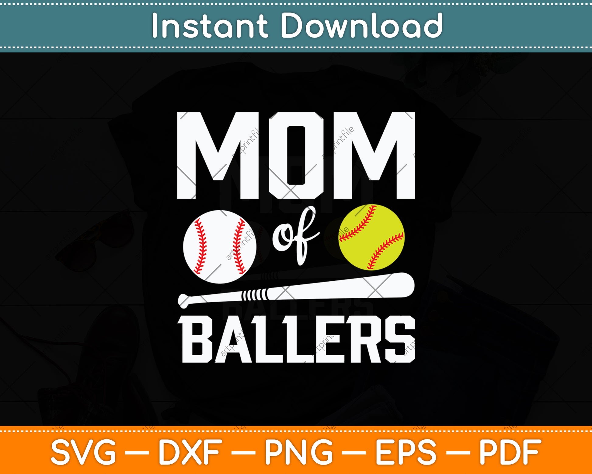 Mom Of Ballers Funny Baseball Svg Digital Cutting File