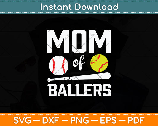 Mom Of Ballers Funny Baseball Svg Digital Cutting File