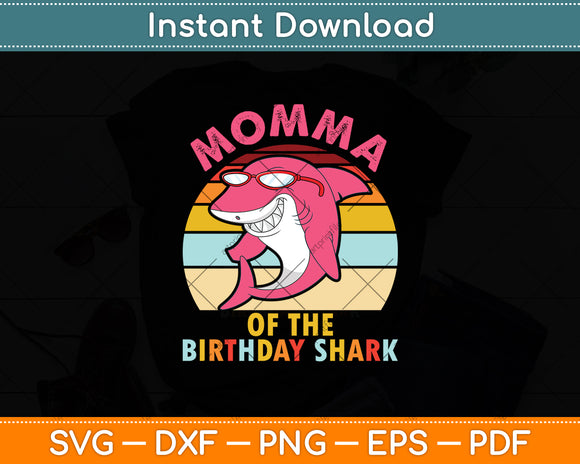 Momma Of The Birthday Shark Retro Vintage Svg Digital Cutting File