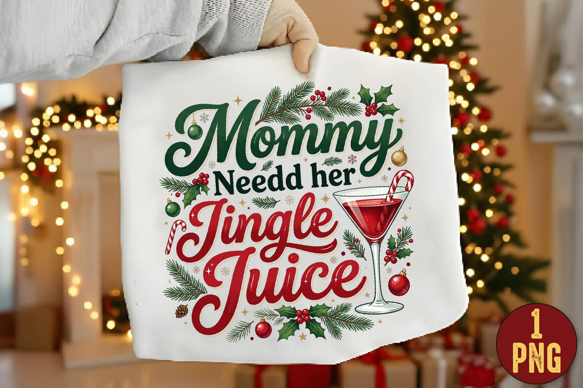 Mommy Needs Her Jingle Juice PNG, Christmas Mom Sublimation Design, Funny Holiday Shirt PNG