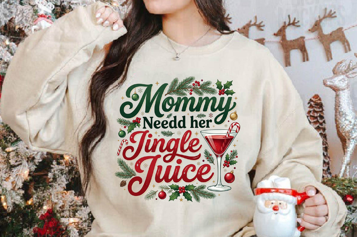 Mommy Needs Her Jingle Juice PNG, Christmas Mom Sublimation Design, Funny Holiday Shirt PNG