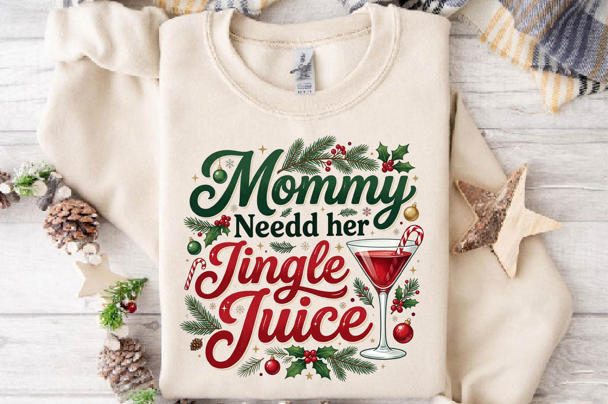 Mommy Needs Her Jingle Juice PNG, Christmas Mom Sublimation Design, Funny Holiday Shirt PNG