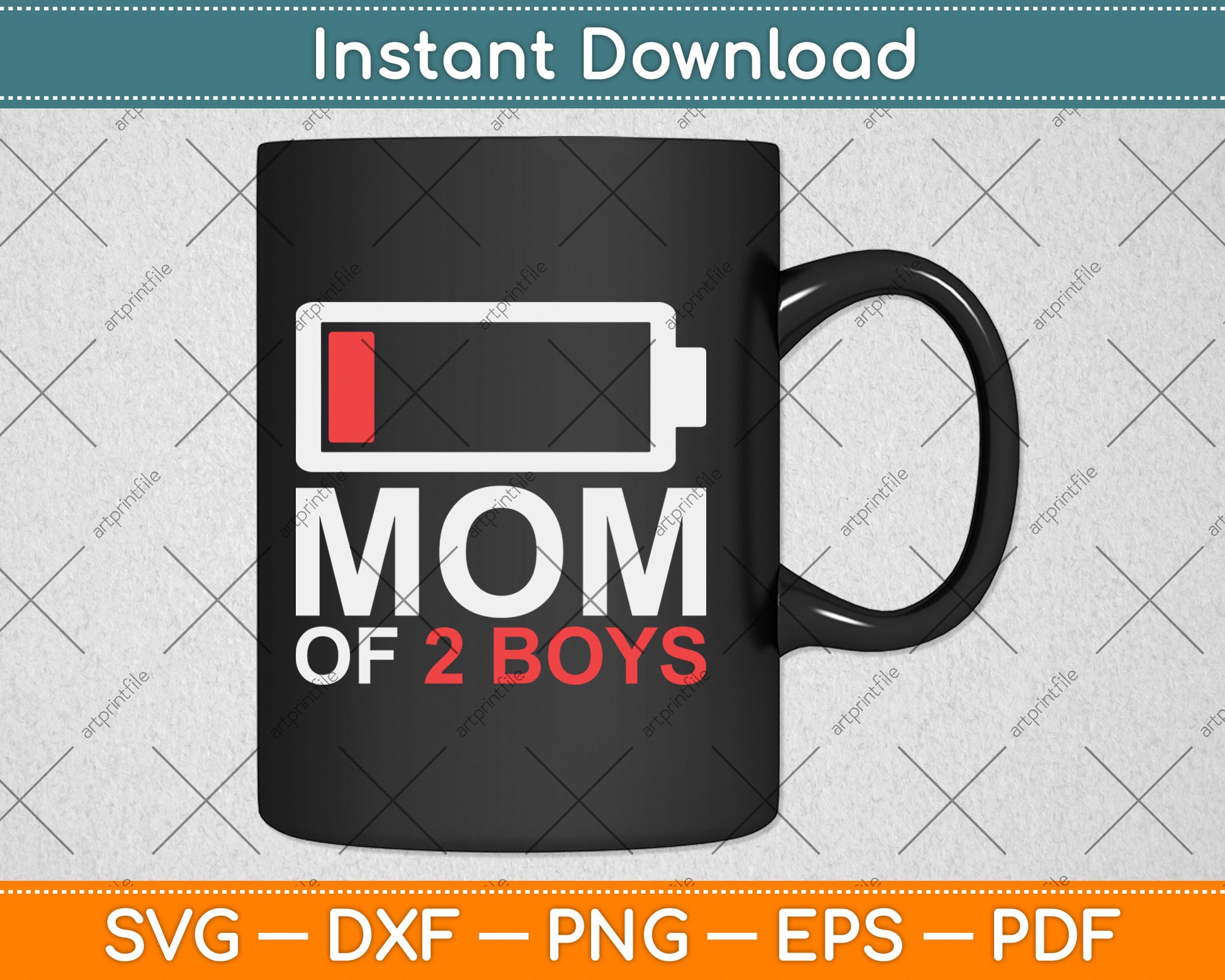 Mom of 2 Boys Gift from Son Mother's Day Birthday Svg Digital Cutting File