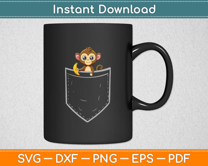 Monkey In Pocket Funny Animal Lover Svg Digital Cutting File