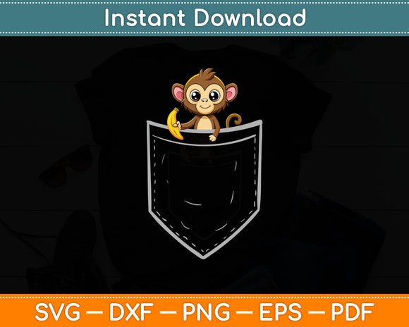 Monkey In Pocket Funny Animal Lover Svg Digital Cutting File