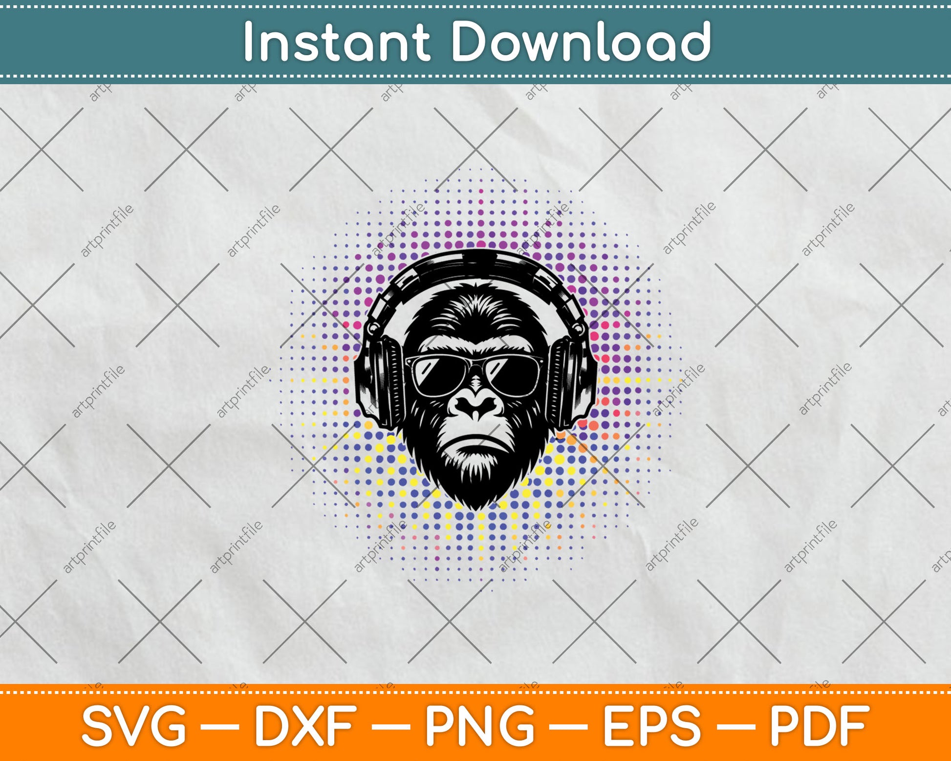 Monkey Music Svg Digital Cutting File