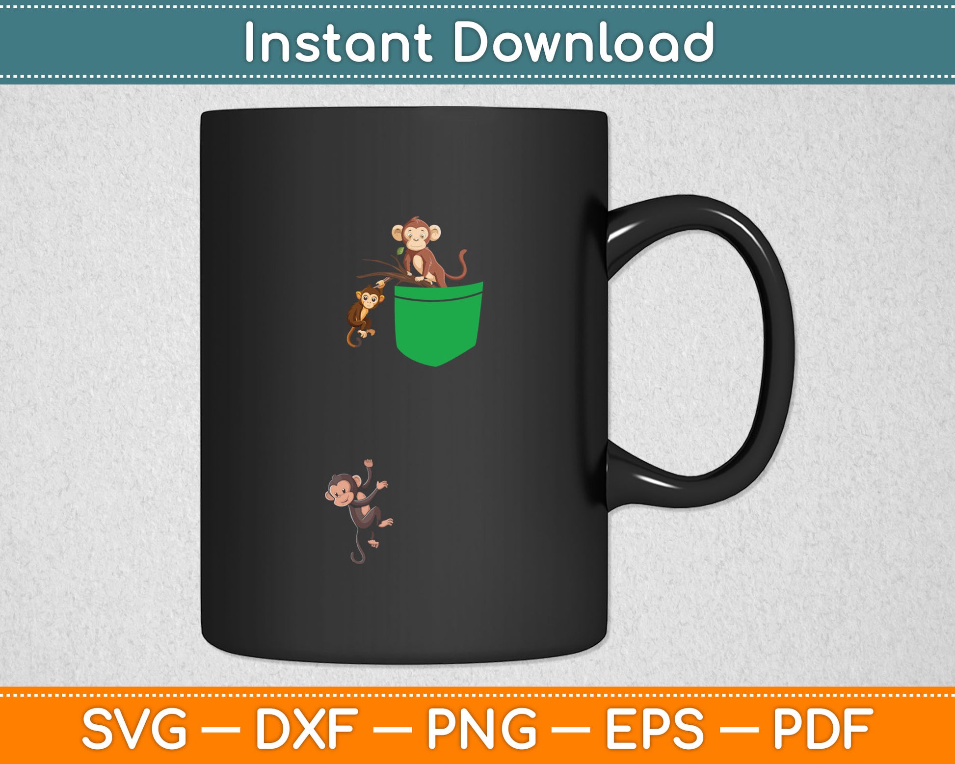Monkey Pocket Svg Digital Cutting File