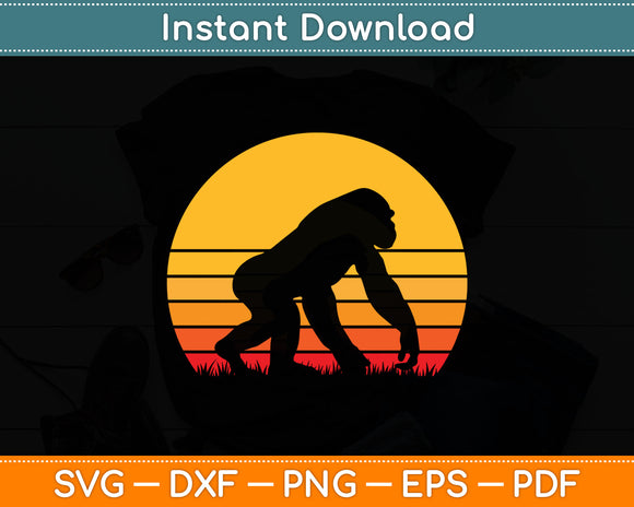 Monkey Sunset Vintage Ape Retro Monkey Svg Digital Cutting File