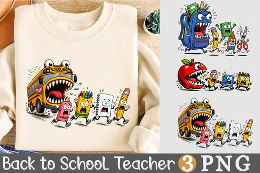 Monster School Bus PNG Funny Back to School Sublimation