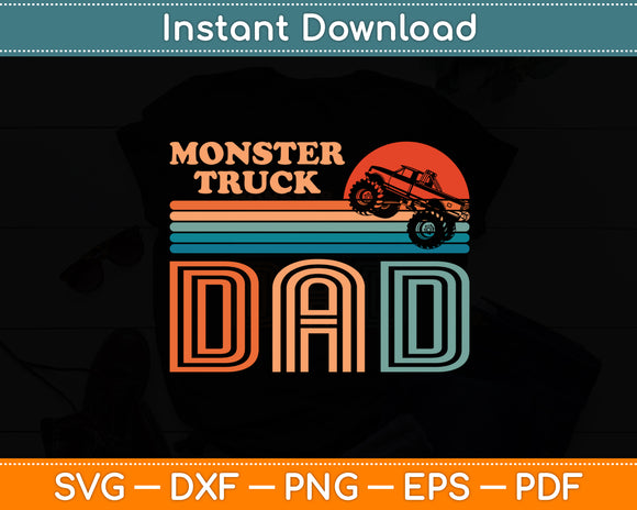 Monster Truck Dad Vintage Sunset Retro Svg Digital Cutting File