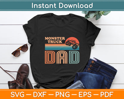 Monster Truck Dad Vintage Sunset Retro Svg Digital Cutting File