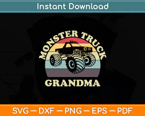 Monster Truck Grandma Retro Vintage Monster Truck Svg Digital Cutting File