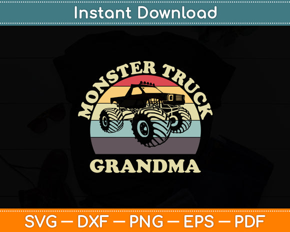 Monster Truck Grandma Retro Vintage Monster Truck Svg Digital Cutting File