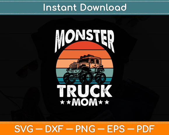 Monster Truck Mom Mama Mum Retro Vintage Mother's Day Svg Digital Cutting File