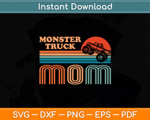 Monster Truck Mom Vintage Sunset Retro Svg Digital Cutting File