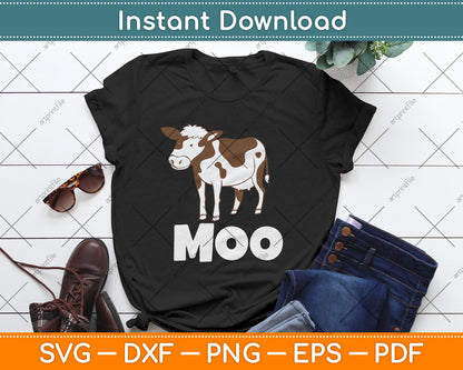 Moo - Funny Cow Lover Farmer Cattle Ranch Dairy Farming Svg Digital Cutting File