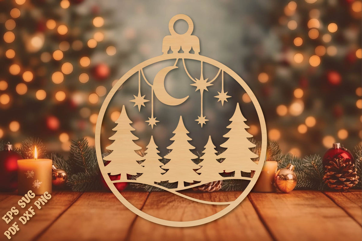 Moon Forest Christmas Ornament SVG