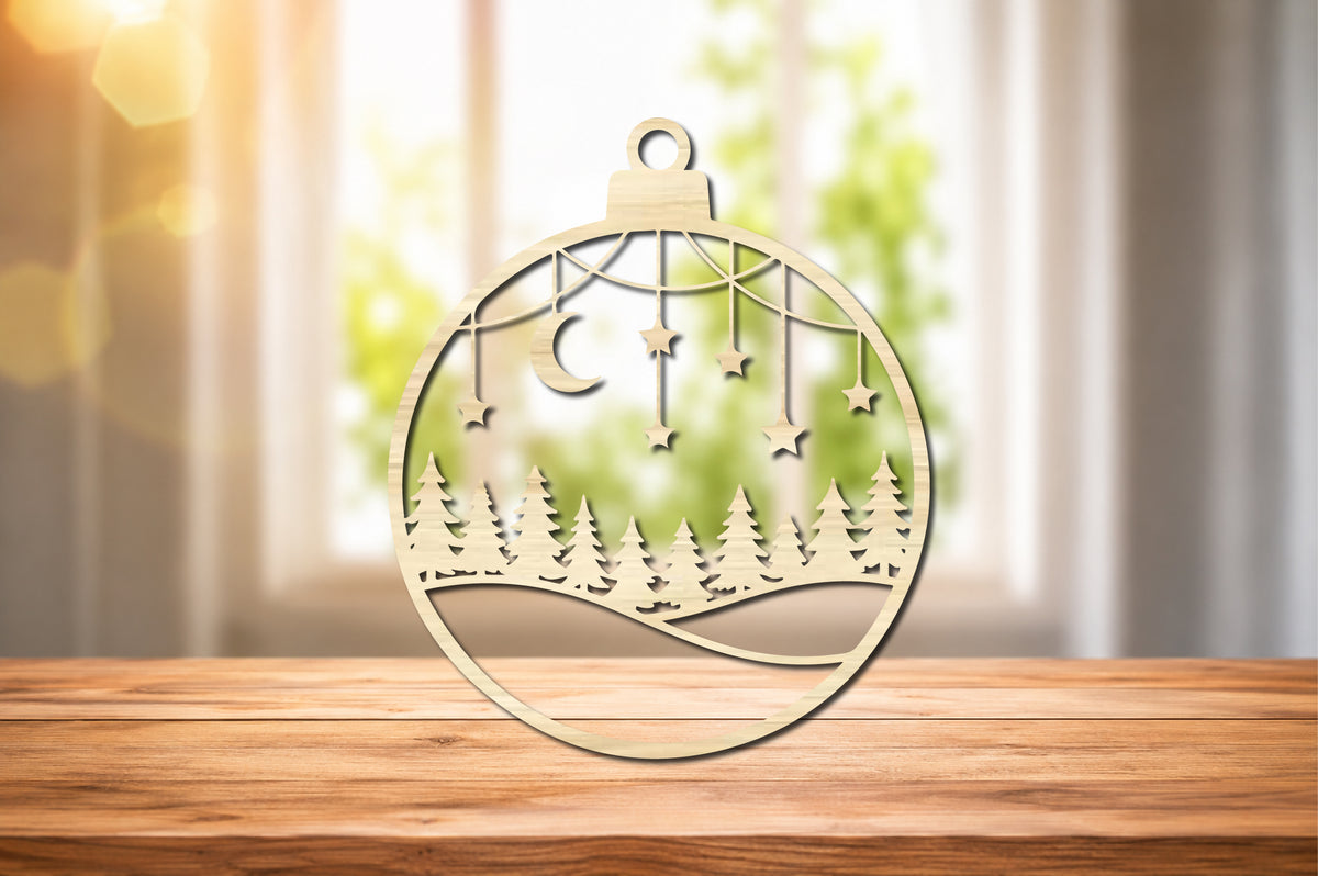 Moon and Stars Forest Ornament SVG Laser Cut