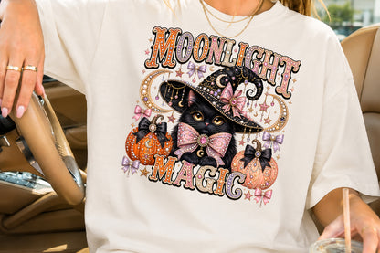 Moonlight Magic Halloween Cat PNG Sublimation Design