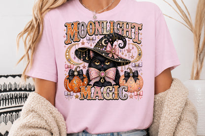 Moonlight Magic Halloween Cat PNG Sublimation Design