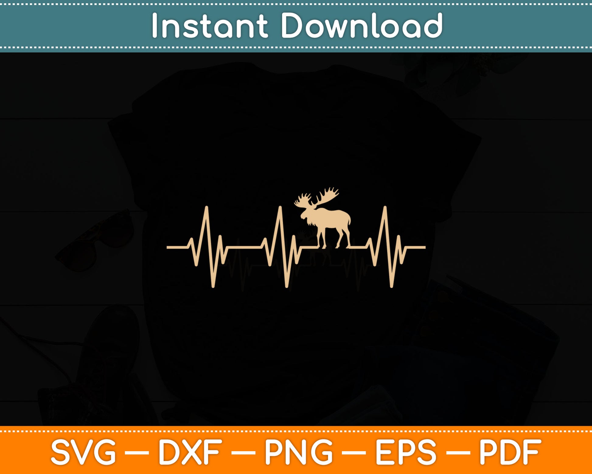 Moose Heartbeat Best Moose Lover Svg Digital Cutting File