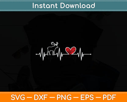 Moose Heartbeat Gift Wild Animal Lover Funny Svg Digital Cutting File
