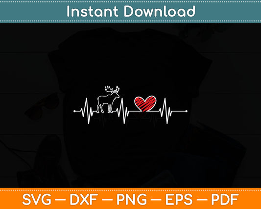 Moose Heartbeat Gift Wild Animal Lover Funny Svg Digital Cutting File
