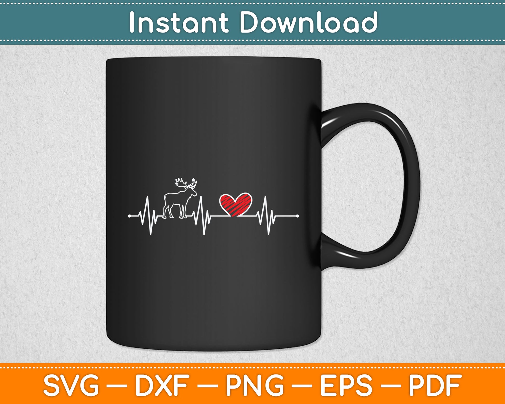 Moose Heartbeat Gift Wild Animal Lover Funny Svg Digital Cutting File
