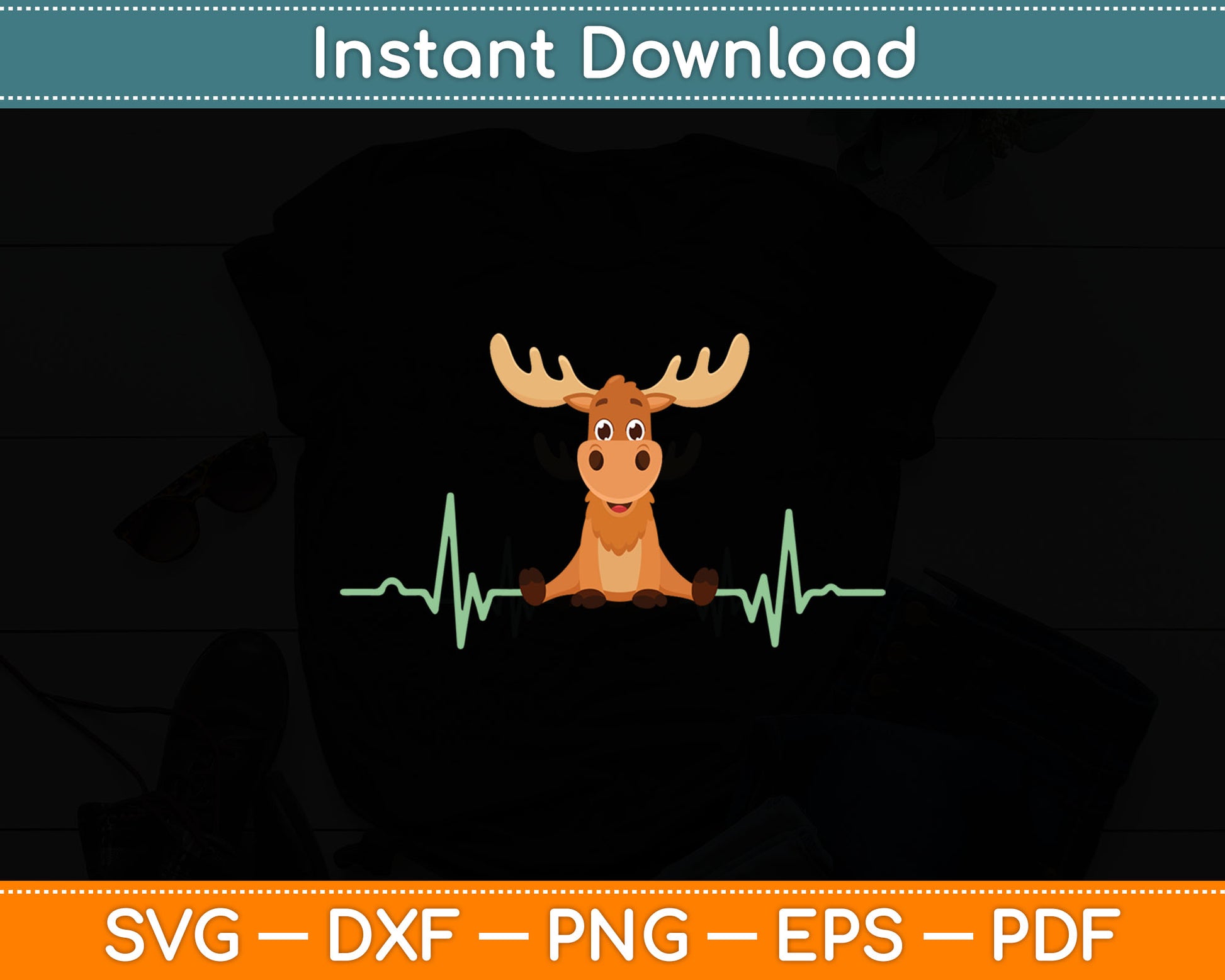 Moose Heartbeat Svg Digital Cutting File