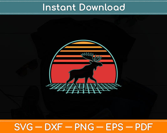 Moose Retro Vintage Elk 80s Style Animal Lover Svg Digital Cutting File
